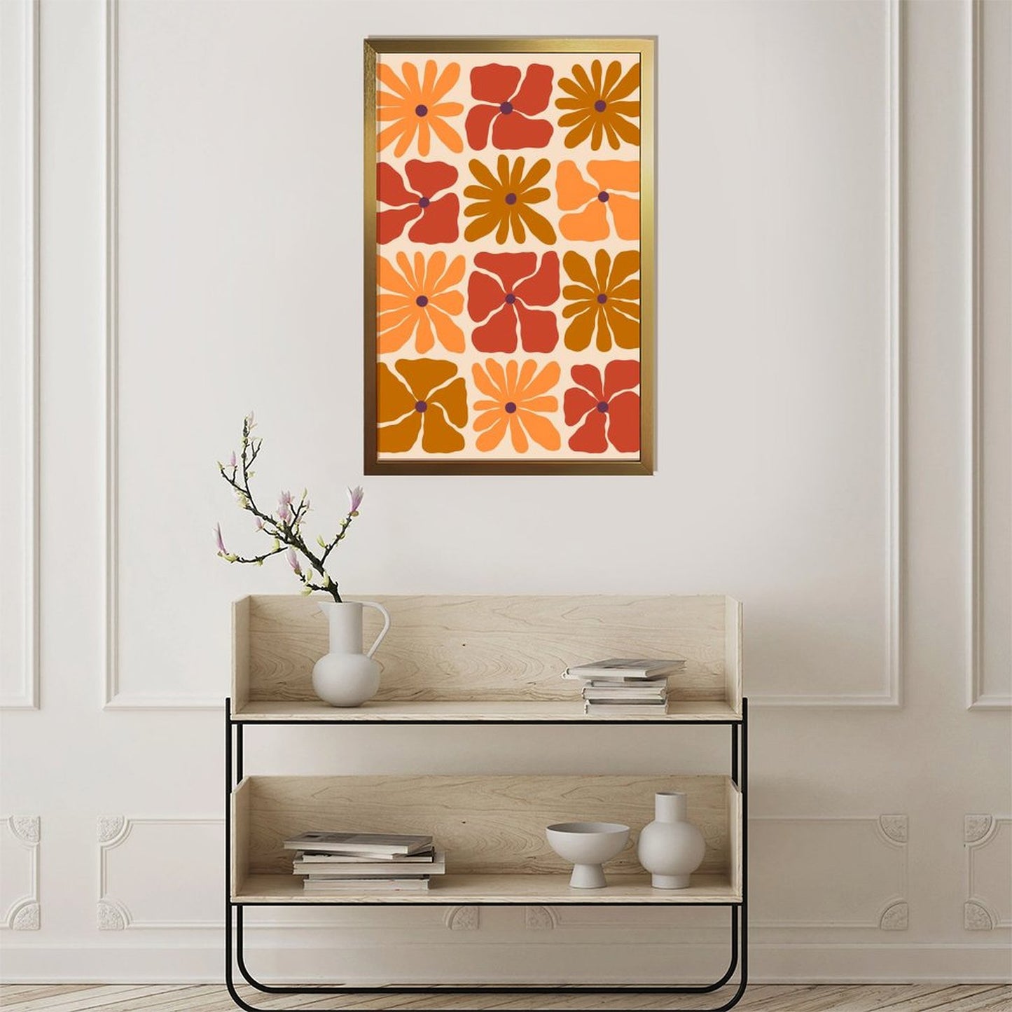Abstract orange blossom oil painting framed art mural 7