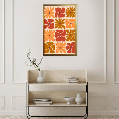 Abstract orange blossom oil painting framed art mural 7
