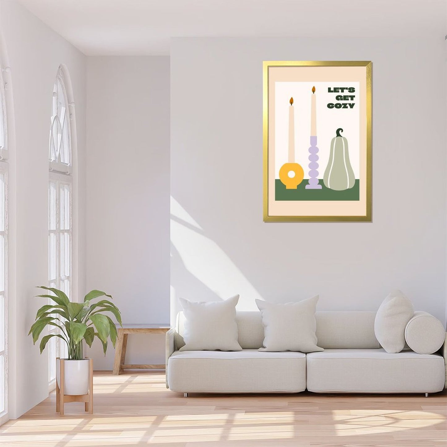 Let's Get Cozy Autumn Candle Art Print – Minimalist Fall Decor- 24