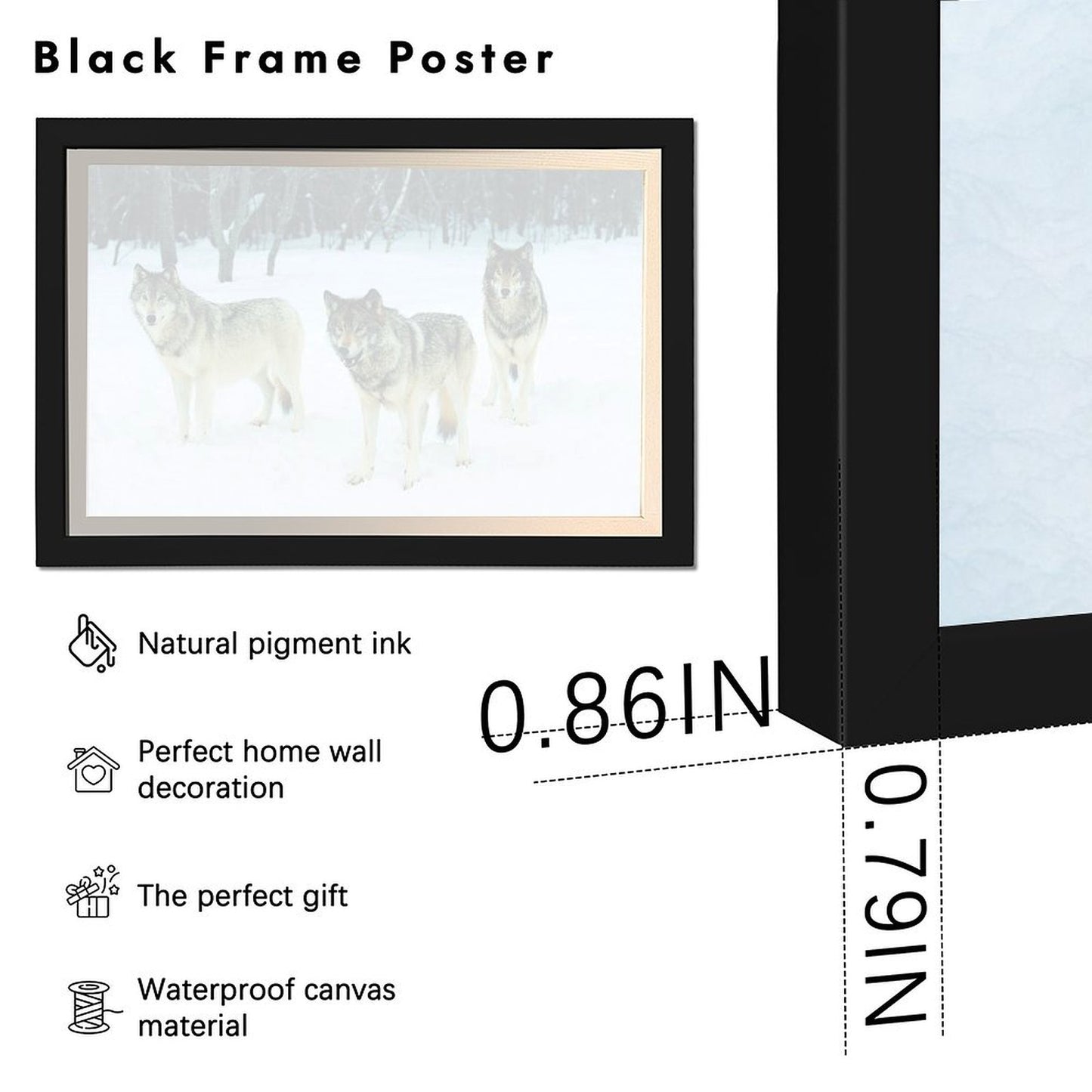 Nature Wolf Canvas Painting Howling Animal Wall Decor-06