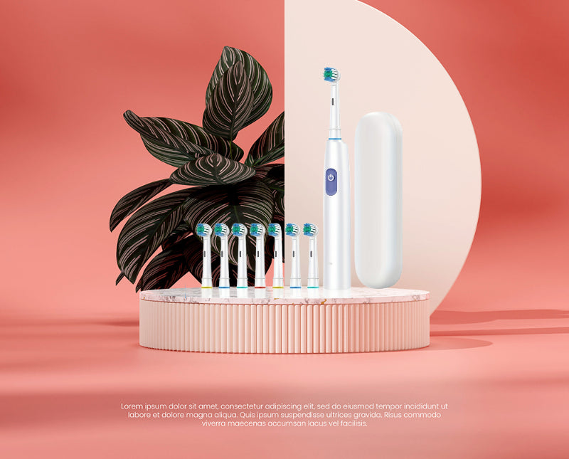 Round Rotating Electric Toothbrush 8 Brush Heads Travel Case USB C Charging 5 Modes Super Fast Cleaning Must Have Gift for Home Travel Fathers Mothers Day