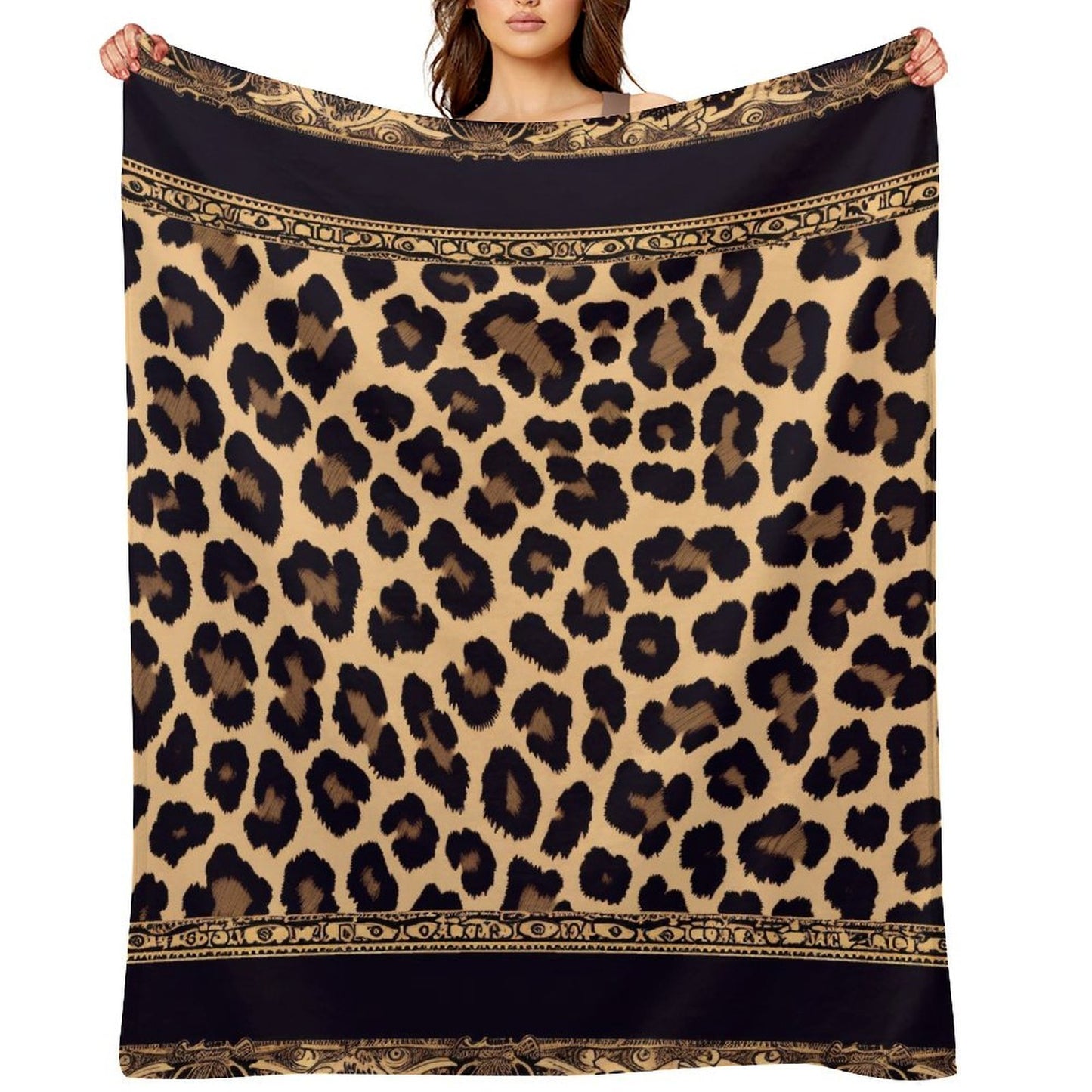 Modern Flannel Throw Blanket Leopard Aesthetic