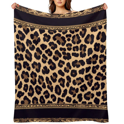 Modern Flannel Throw Blanket Leopard Aesthetic