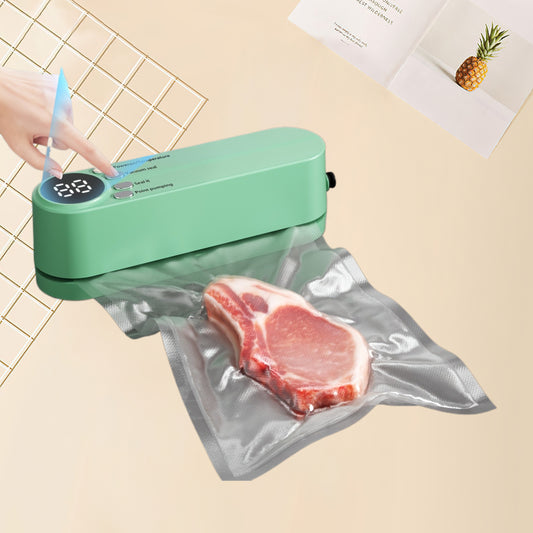 90Kpa Automatic Vacuum Sealer Machine with Cutter & Bags Heavy Duty Food Saver Smart Seal System Dry Moist Modes Portable for Meat Vegetables Camping Hunting