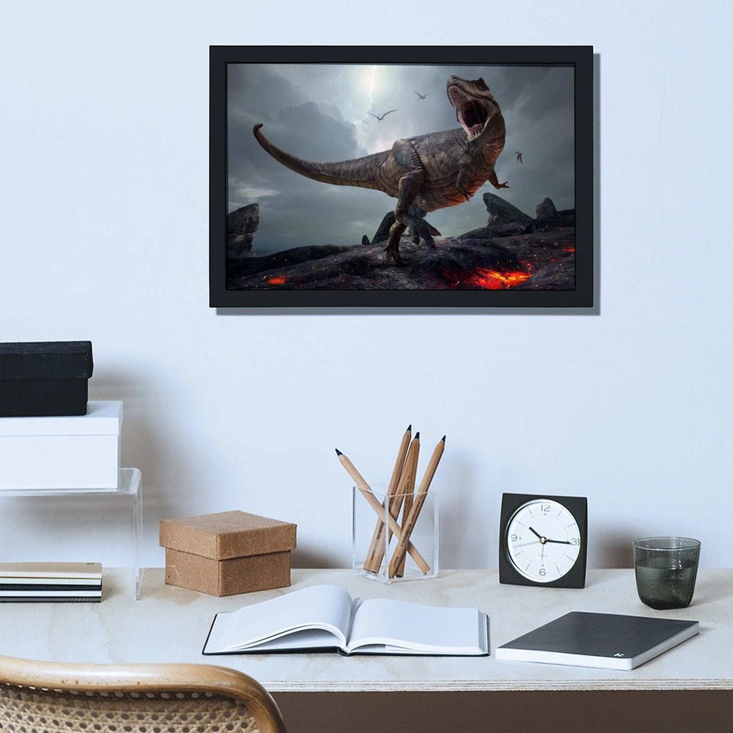 Dinosaur Volcano Scene Canvas Wall Art for Home-6