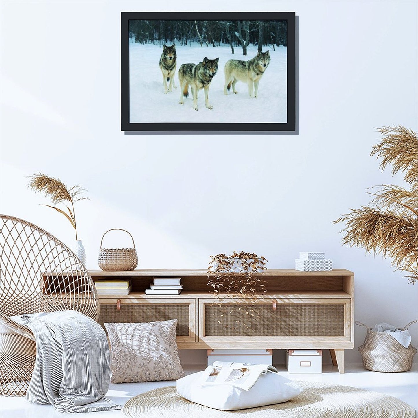 Nature Wolf Canvas Painting Howling Animal Wall Decor-06