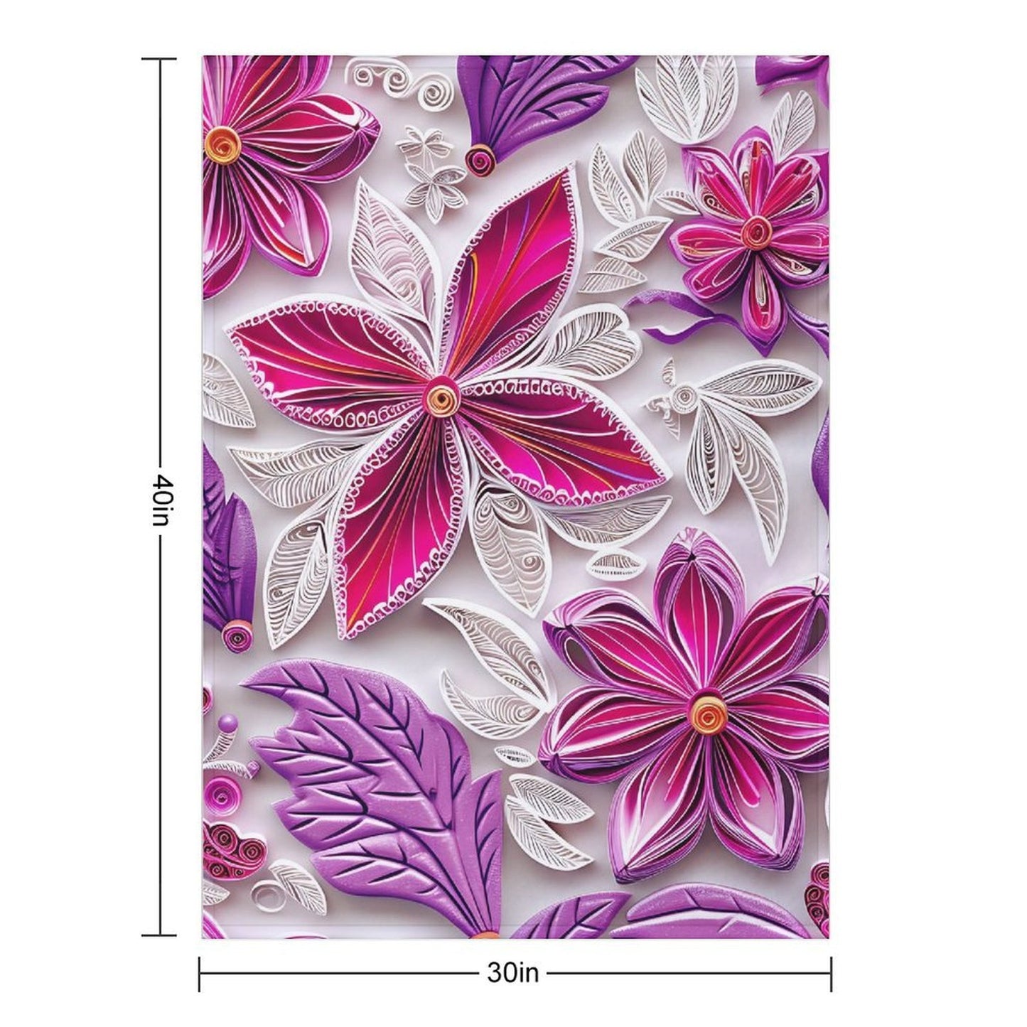 Soft Anti-Pilling Flannel Blanket with Pink and Purple Floral Design