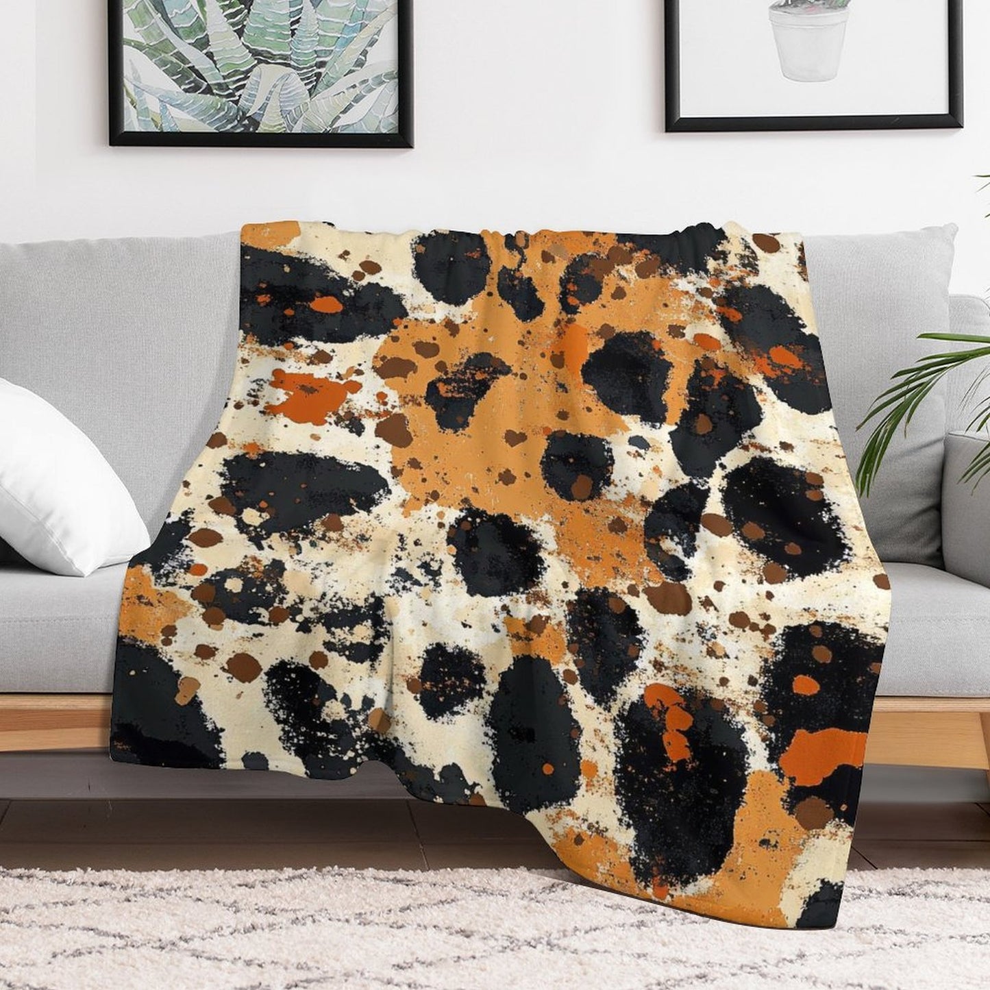 Anti-Pilling Flannel Blanket Abstract Leopard Print