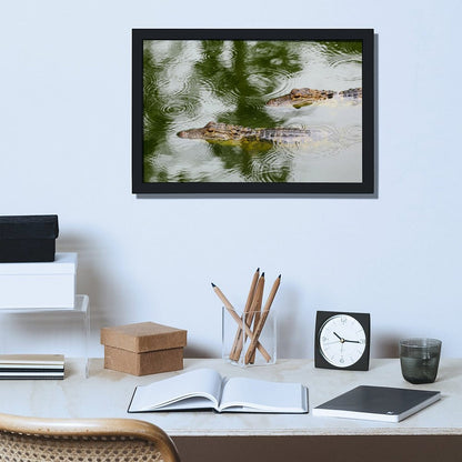 Wildlife Crocodile Wall Art Black Frame Home Decoration-109