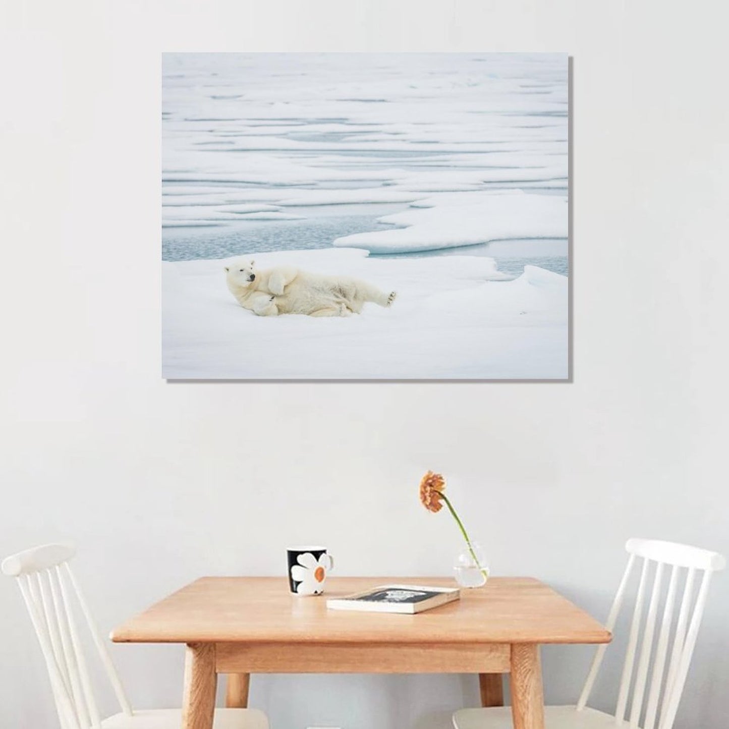 Polar Bear on Ice Canvas Wall Art – Arctic Wildlife Home Decor-012