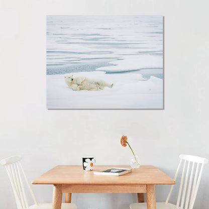 Polar Bear on Ice Canvas Wall Art – Arctic Wildlife Home Decor-012