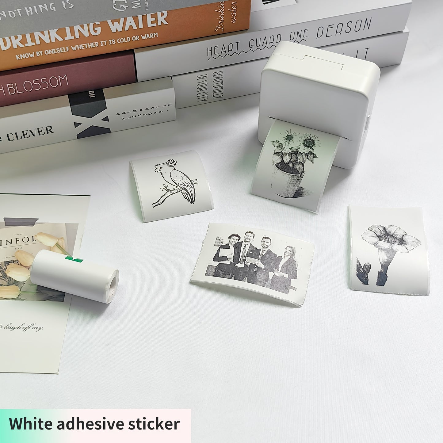 X6 Multifunctional Mini Portable Printer with Thermal Wireless Connection for Printing Work Sheets, Labels, Photos and Texts with Heating Name Printing Paper 5 Rolls of Adhesive Printing Paper