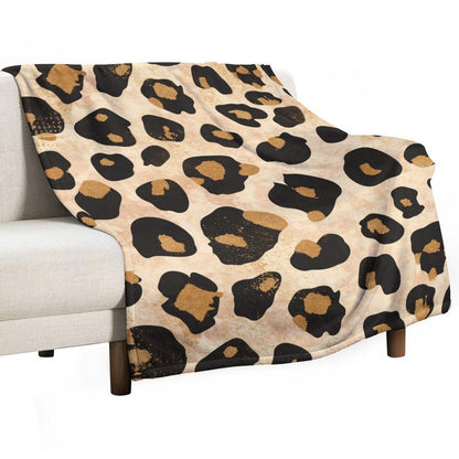 Anti-Pilling Flannel Blanket Beige Leopard Print