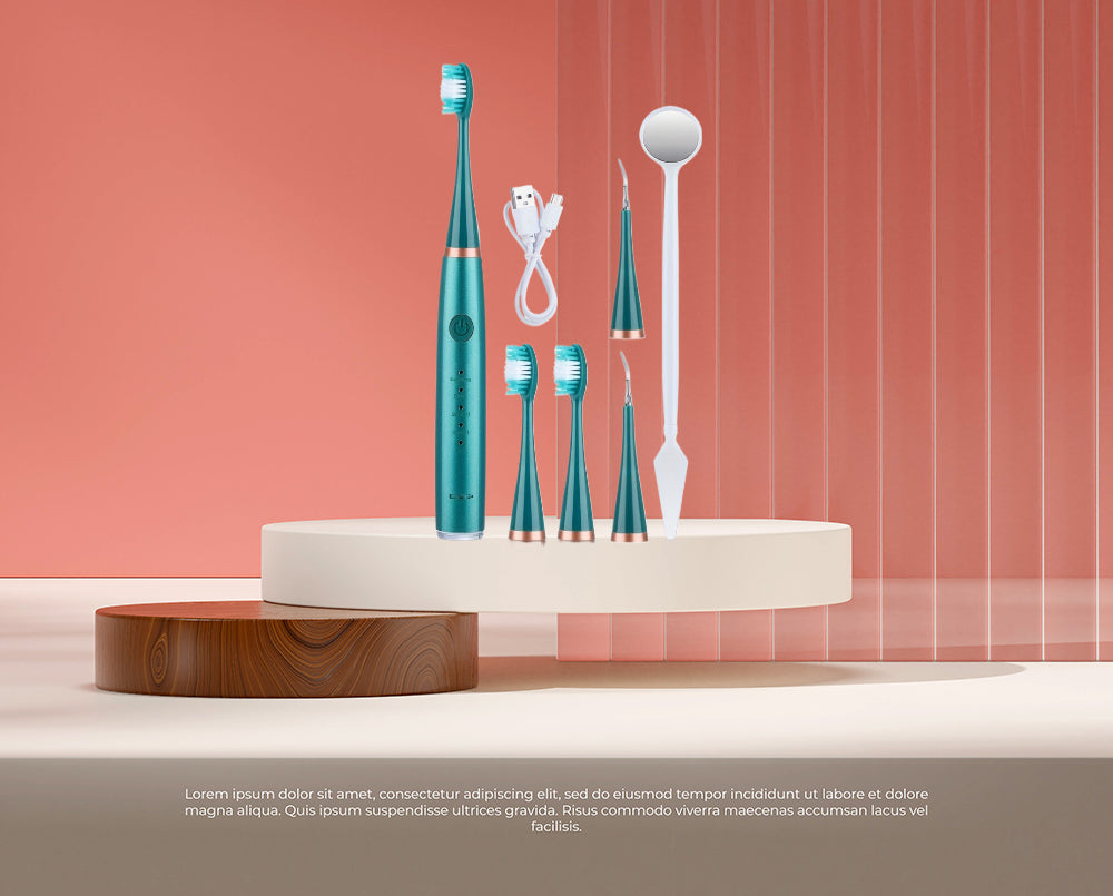 Complete Six-In-One Electric Toothbrush Kit Portable Design Soft Brush Head Teeth Scaling Tool for Your Dream Smile