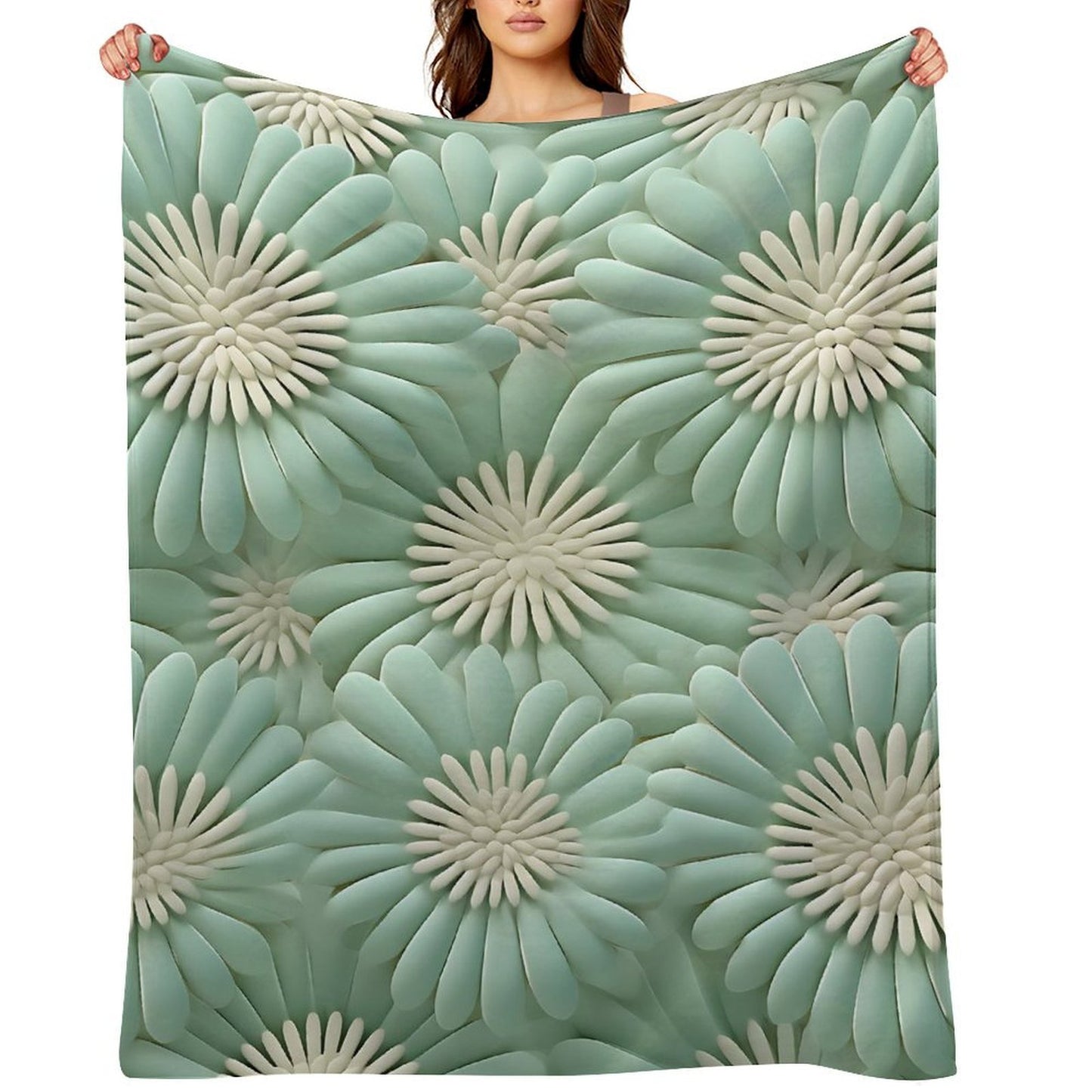 Soft Anti-Pilling Flannel Blanket with 3D Floral Pattern Design