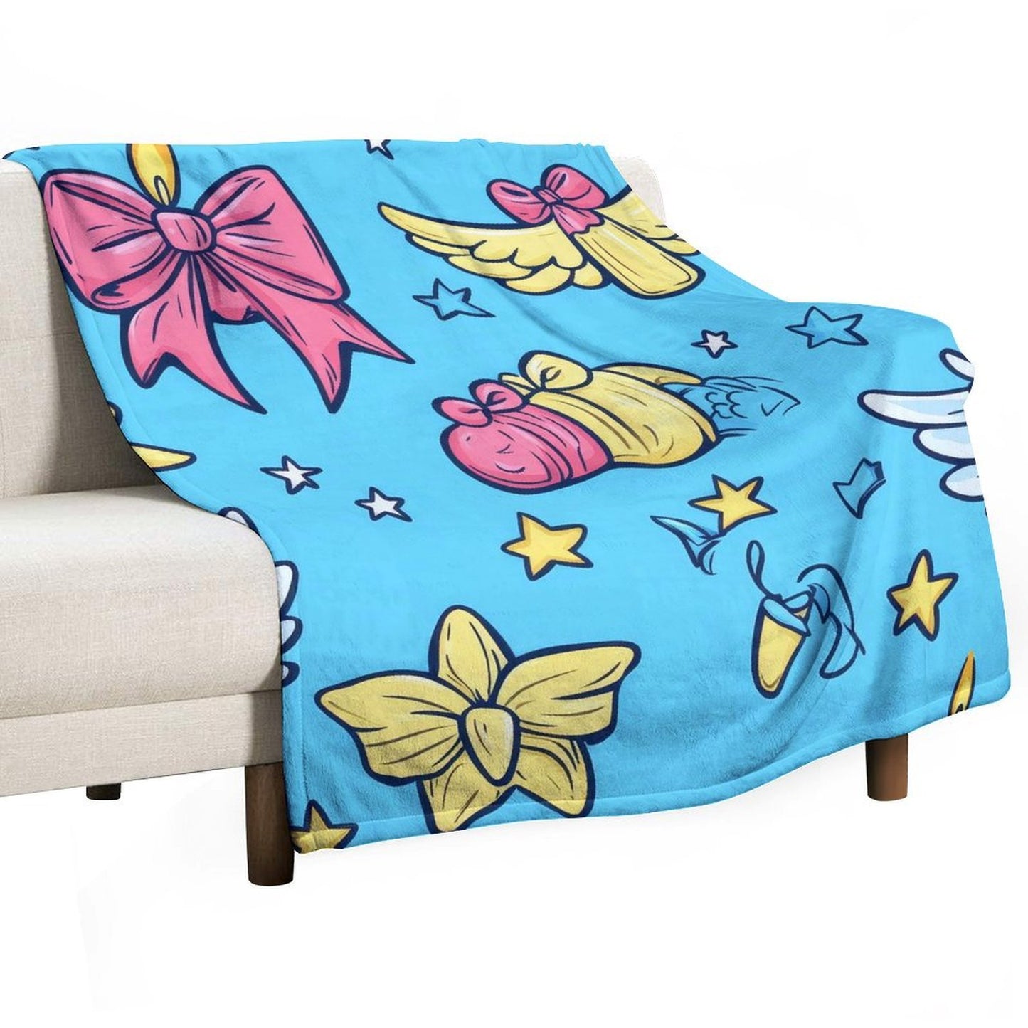 Blue Angel Wings Anti-Pilling Flannel Blanket – Soft Cozy Decorative Throw