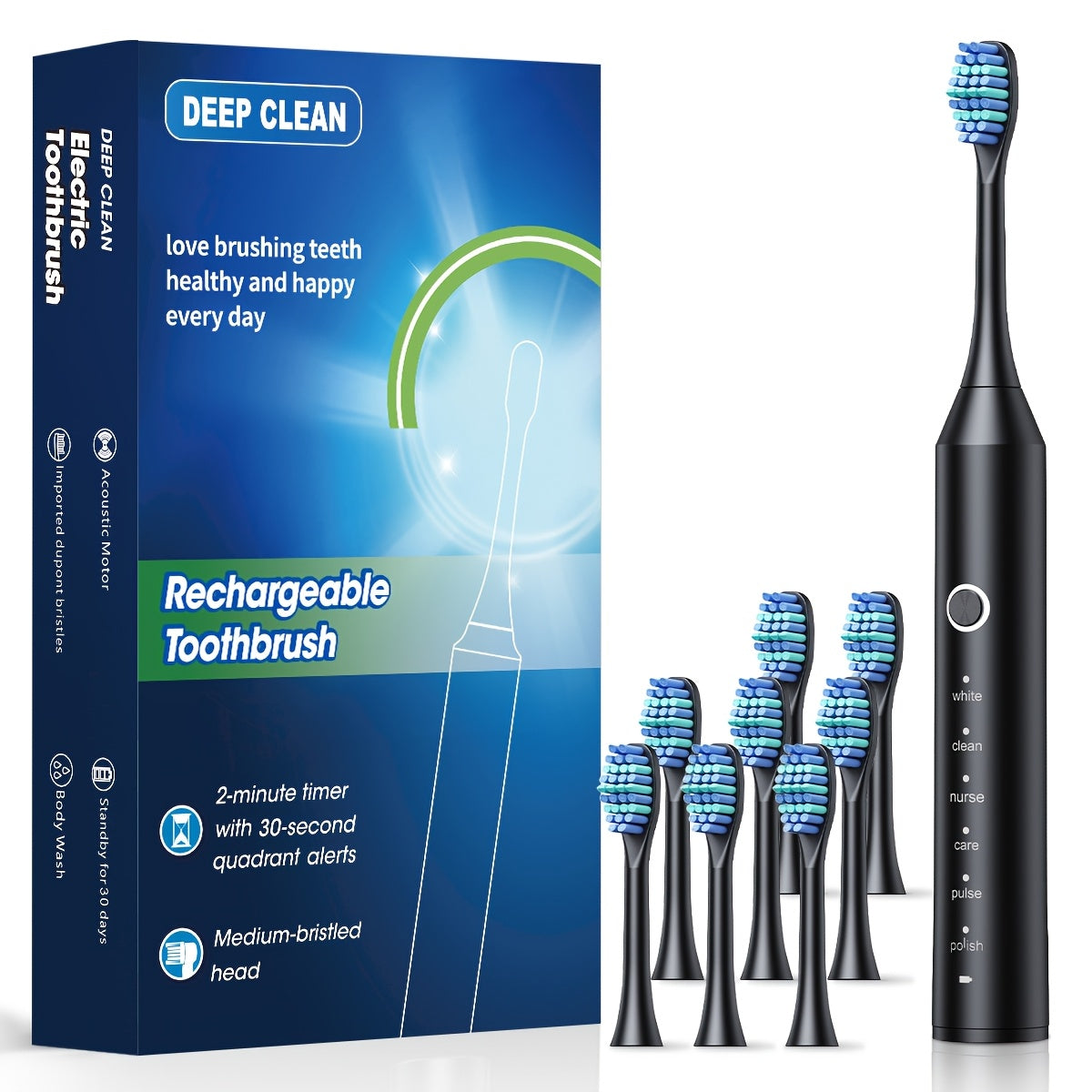 USB Rechargeable Electric Toothbrush for Adults 6 Cleaning Modes Auto Timer Oral Care Gift Teeth Whitening Gum Care Deep Cleaning Massage