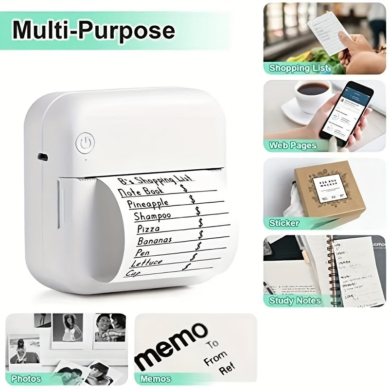 Wireless Mini Photo Printer Portable Label Maker for Study Notes Office Home Diary Memo Christmas Halloween Birthday Gifts Compatible with IOS Android