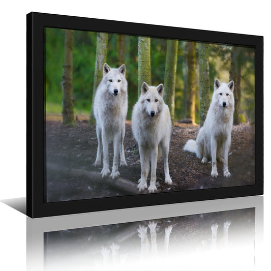 Wolves in Forest Wall Art Black Frame Animal Decoration-18