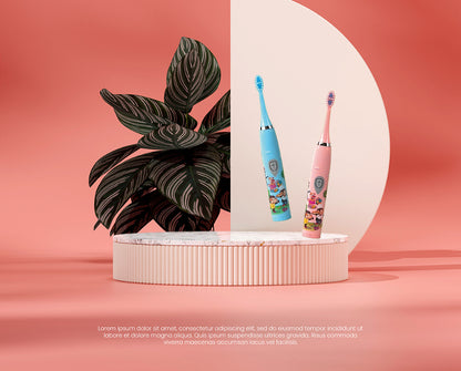 Travel Friendly Oral Care Kit Electric Toothbrush with 4 Replacement Heads Model E602 Compact and Portable Design