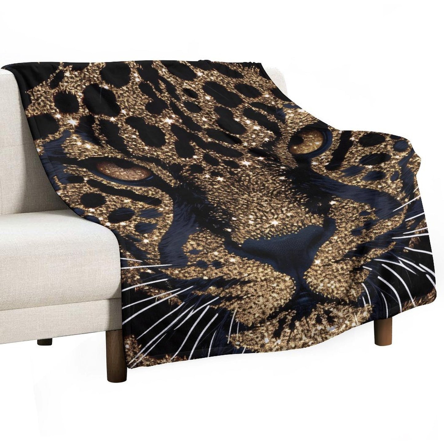Luxury Leopard Face Flannel Blanket Soft Warm