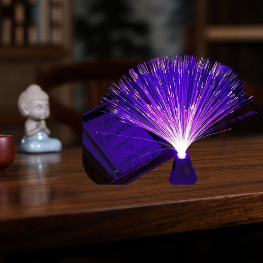 Battery Powered LED Fiber Optic Mood Lamp Color Changing with Cone Base Calming Night Light for Bedroom