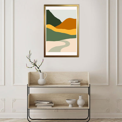 Geometric Mountain View Canvas Art with Frame-22