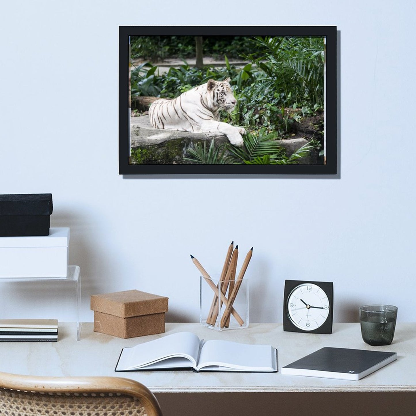 White Tiger Canvas Wall Art – Luxury Modern Animal Decor-7