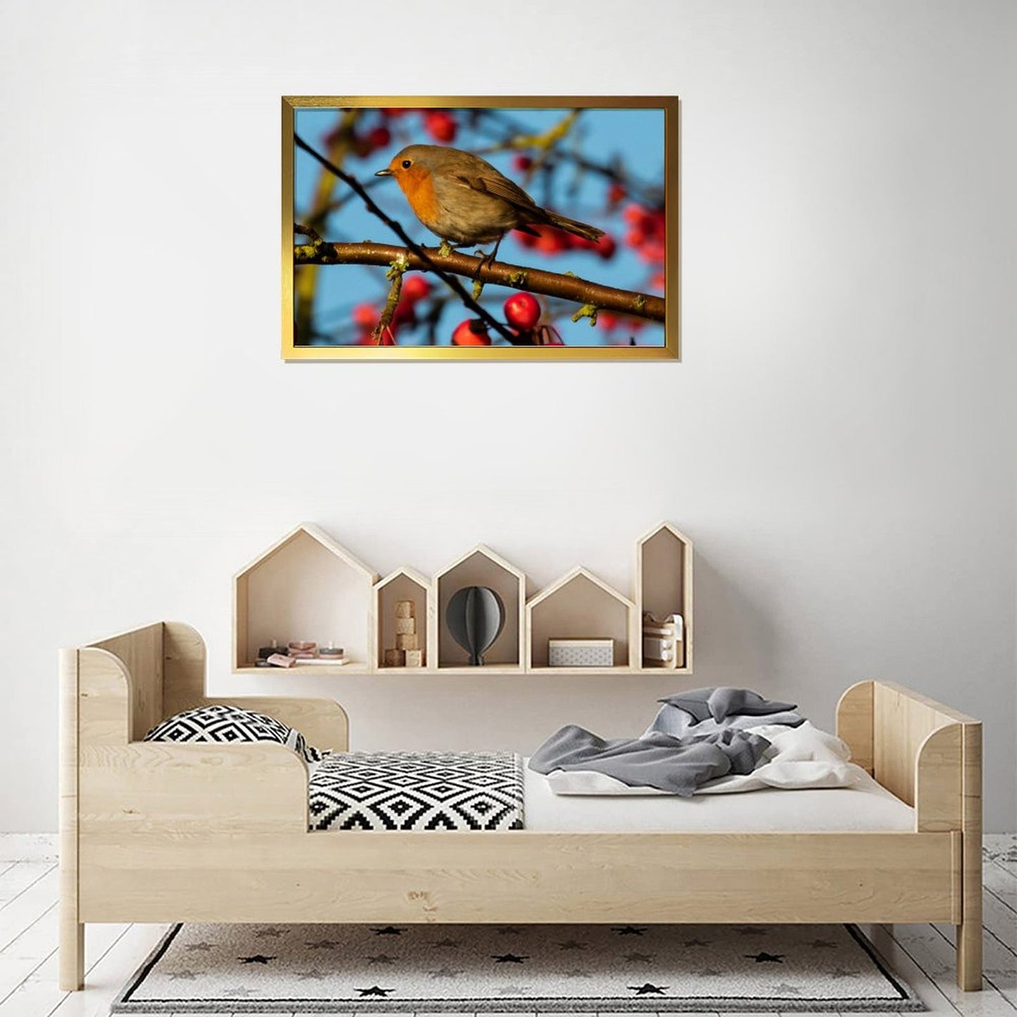 Red-Breasted Robin Canvas Wall Art – Nature Bird Photography Print-141