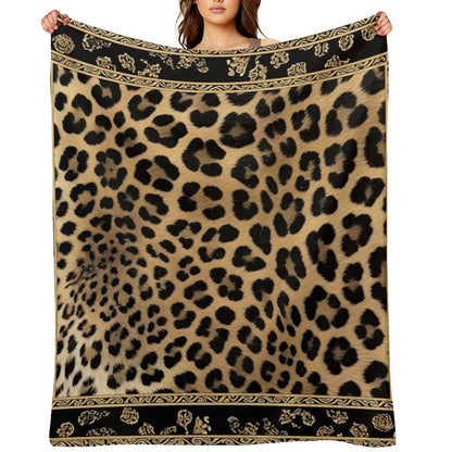 Cozy Anti-Pilling Flannel Throw Gold Leopard