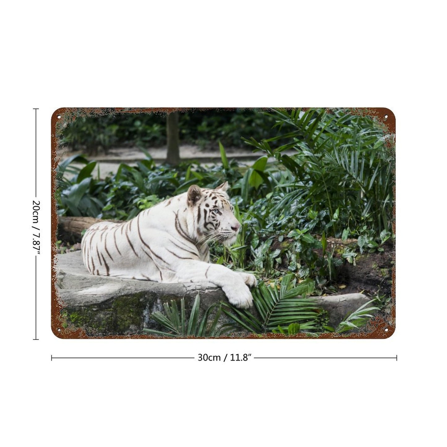 Vintage White Tiger Metal Wall Art Decor