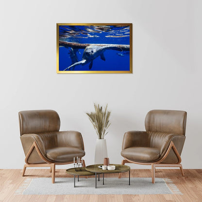 Elegant Turtle Art Print Nature Scene with Golden Frame-18