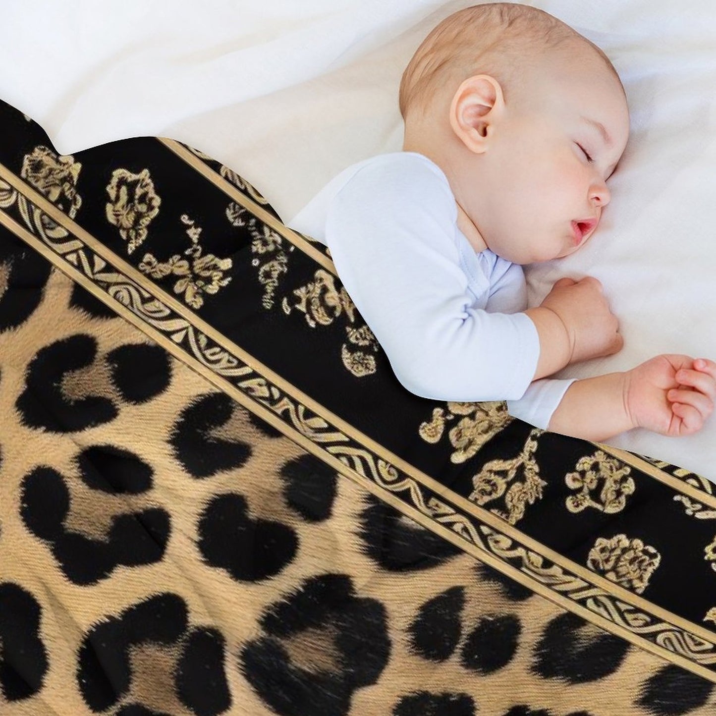 Cozy Anti-Pilling Flannel Throw Gold Leopard