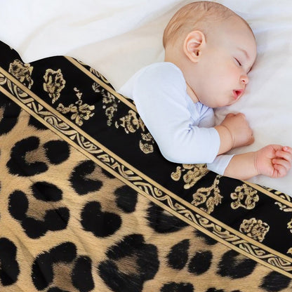 Cozy Anti-Pilling Flannel Throw Gold Leopard
