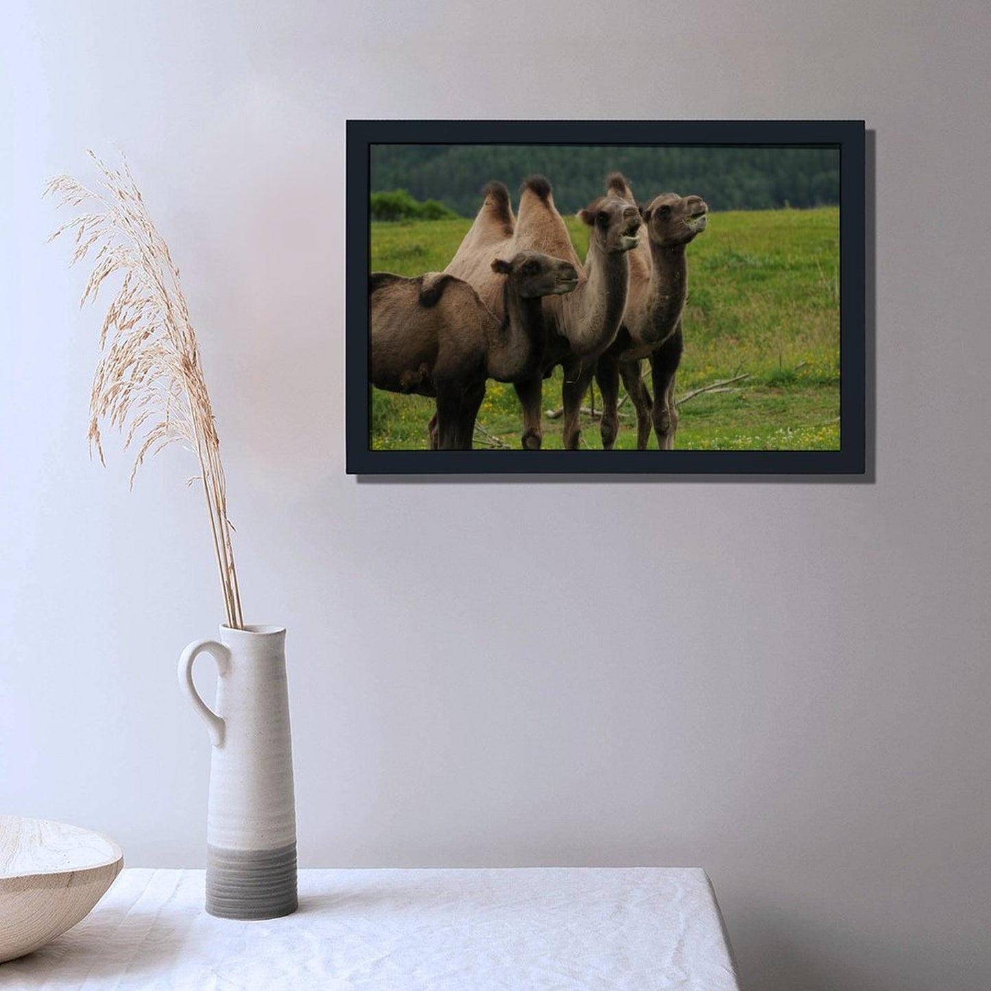 Camel Herd Wall Art Black Frame Desert Animal Decor-11