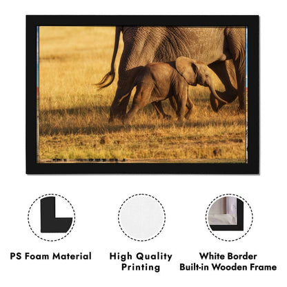 Elephant Family Canvas Wall Art – Modern Framed Home Décor 025
