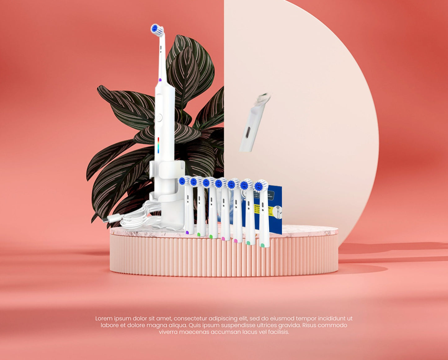 Electric Toothbrush for Men Women 3 Modes Rotating 4/8 Brush Heads Type-C Charging Deep Cleaning Soft Bristles IPX7 Waterproof Tongue Scraper