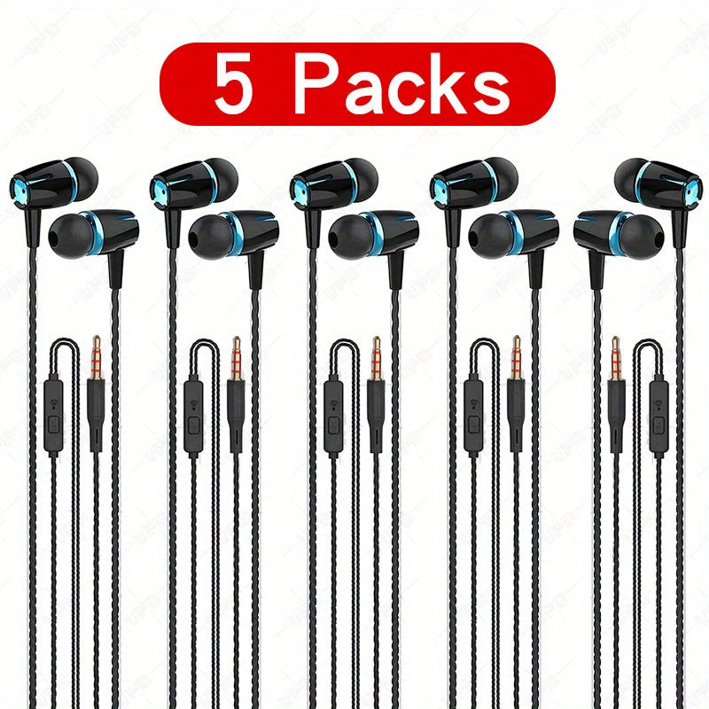 Bass Wired Headphones with Microphone Noise Reduction Stereo Sound In Ear Mixed Color Compatible with 3.5mm Devices