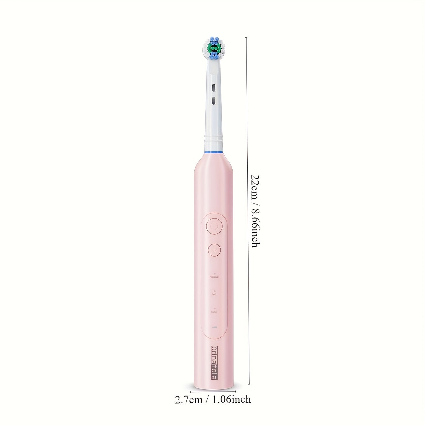 Adult Electric Toothbrush USB C Rechargeable with 8 Round Heads 3 Brush Sounds 600mAh Battery Travel Case Home Kit ORINATOLA