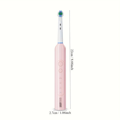 Adult Electric Toothbrush USB C Rechargeable with 8 Round Heads 3 Brush Sounds 600mAh Battery Travel Case Home Kit ORINATOLA