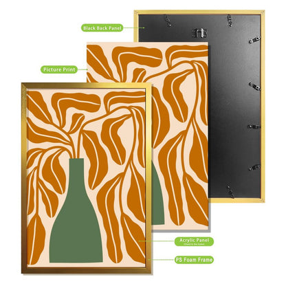 Minimalist Leaf and Vase Framed Wall Decor-20