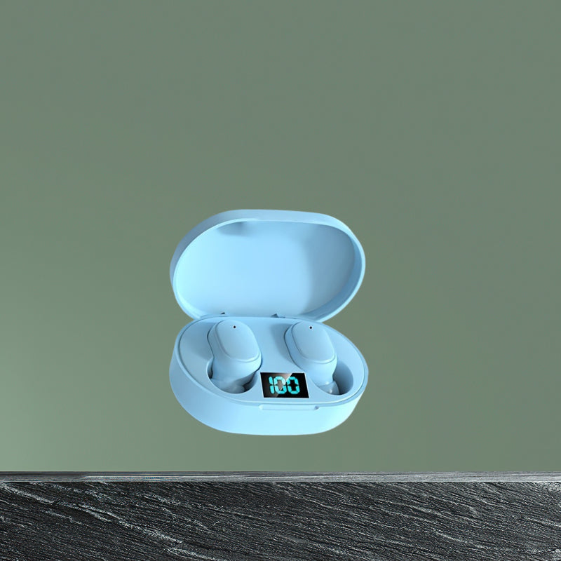 Sport Wireless Earbuds LED Battery Display Deep Bass Sound USB-C Rechargeable Secure Fit for Workout Running Cycling Travel Black White Blue