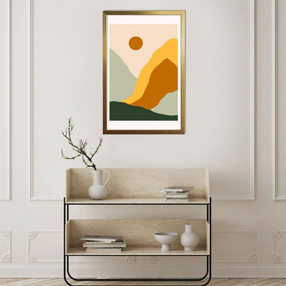 Golden Sunset Abstract Framed Canvas Painting 11