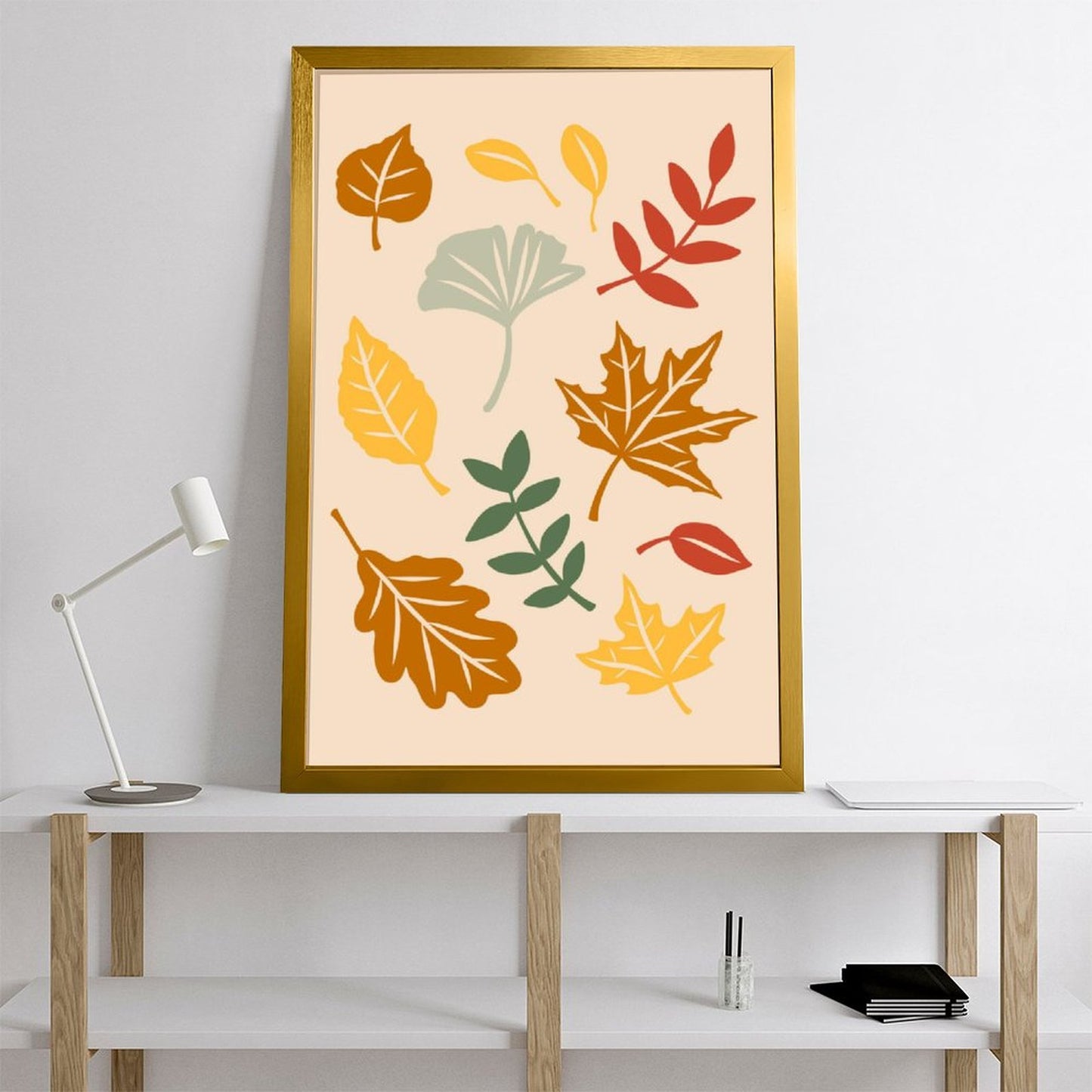 Autumn Leaves Art Print, Minimalist Fall Foliage Wall Decor-16