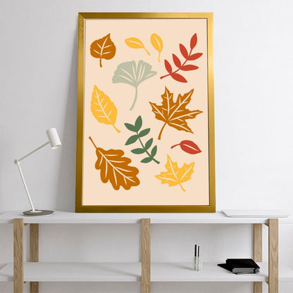Autumn Leaves Art Print, Minimalist Fall Foliage Wall Decor-16