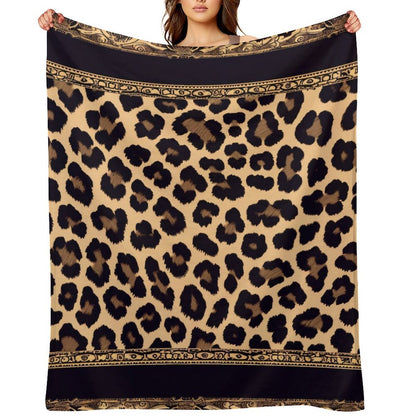 Modern Flannel Throw Blanket Leopard Aesthetic