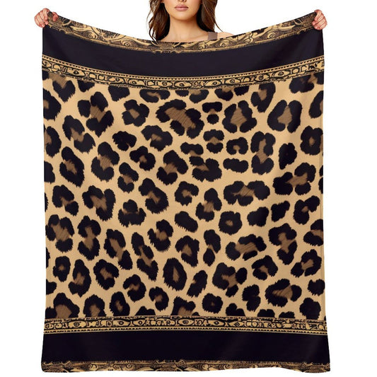Modern Flannel Throw Blanket Leopard Aesthetic