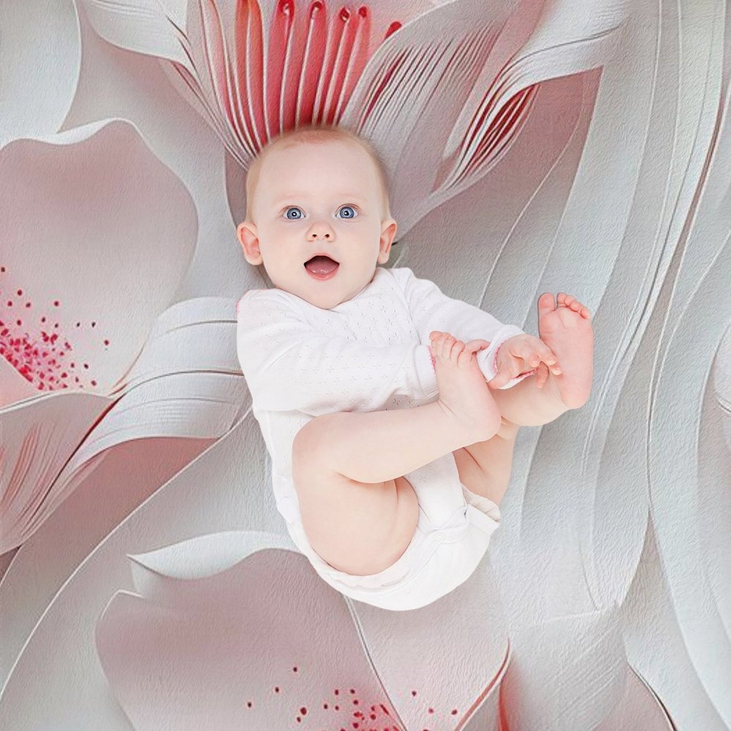 Elegant Anti-Pilling Flannel Blanket with 3D White Pink Floral Design