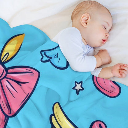 Blue Angel Wings Anti-Pilling Flannel Blanket – Soft Cozy Decorative Throw