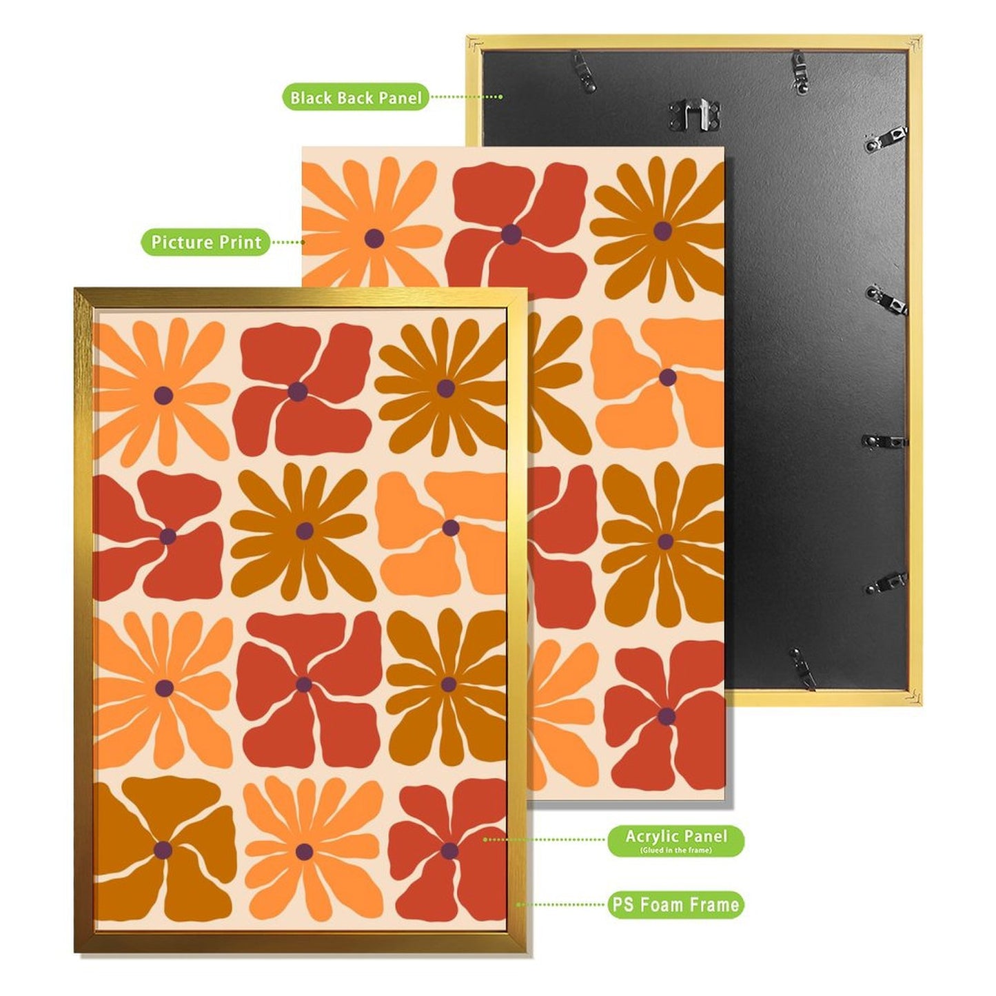 Abstract orange blossom oil painting framed art mural 7